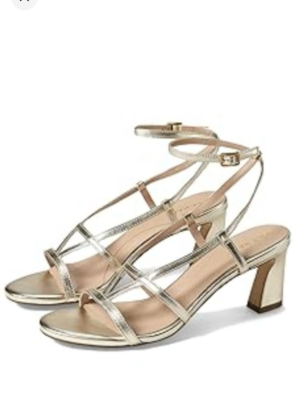 Cole Haan Metallic Gold Strappy Ankle‑Tie Heels